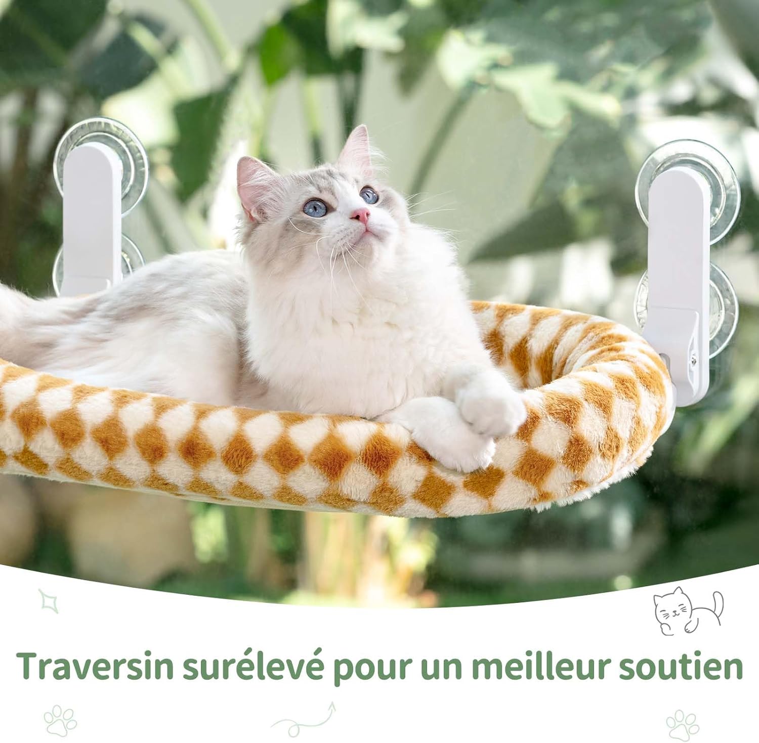 Opvouwbare Kattenraambed - Dubbel Opklapbaar met Zuignappen