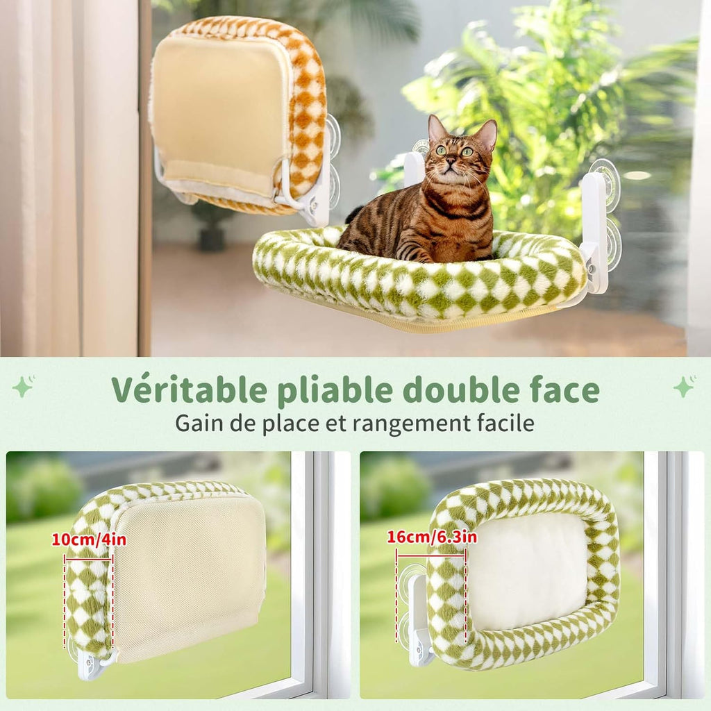 Opvouwbare Kattenraambed - Dubbel Opklapbaar met Zuignappen