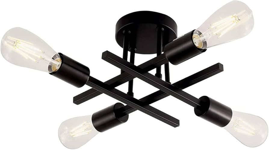 Industriële Plafondlamp 4-Lichts - Zwart E26